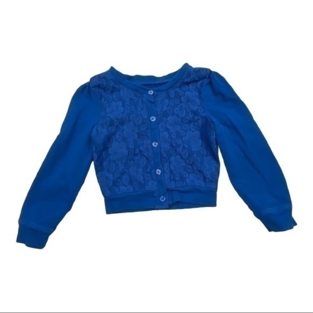 The Childrens Place Cardigan Sweater Girls Size XS Lace Overlay Button Up
